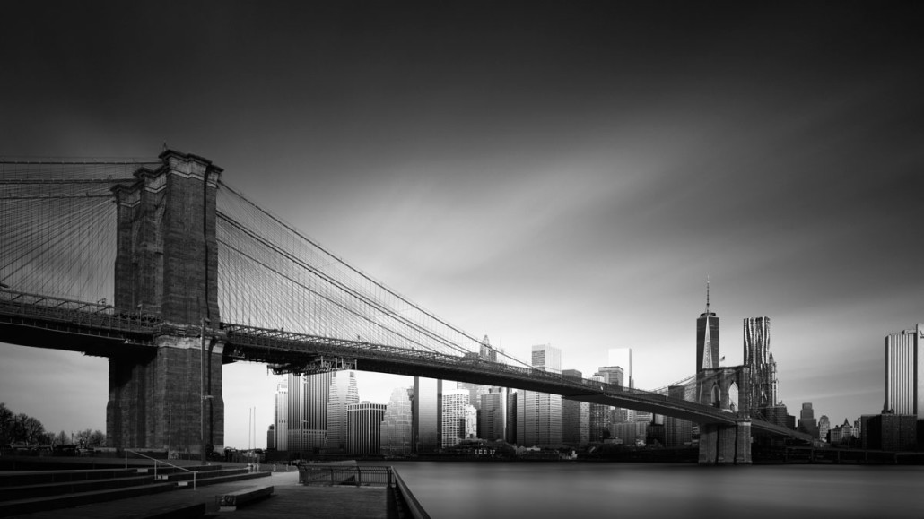 brooklyn bridge black and white long exposure