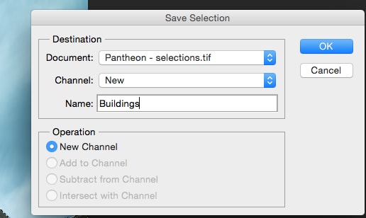saving a selection menu prompt in photoshop